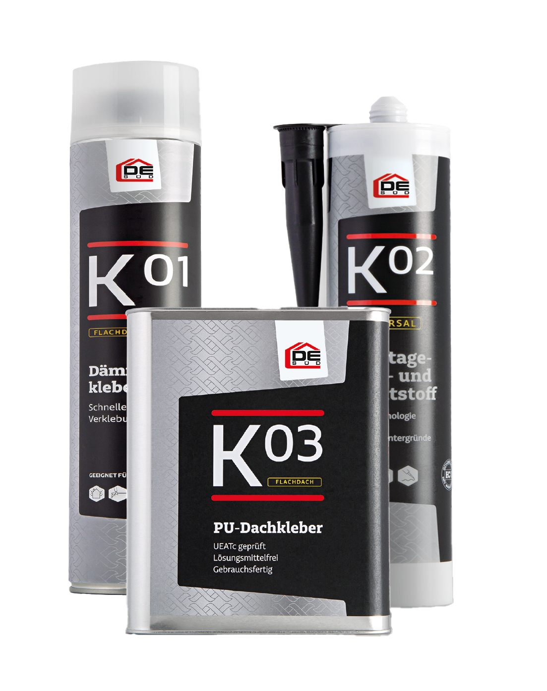 DE Süd Eigenmarken K01, K02 und K03 der Produktreihe Kleber